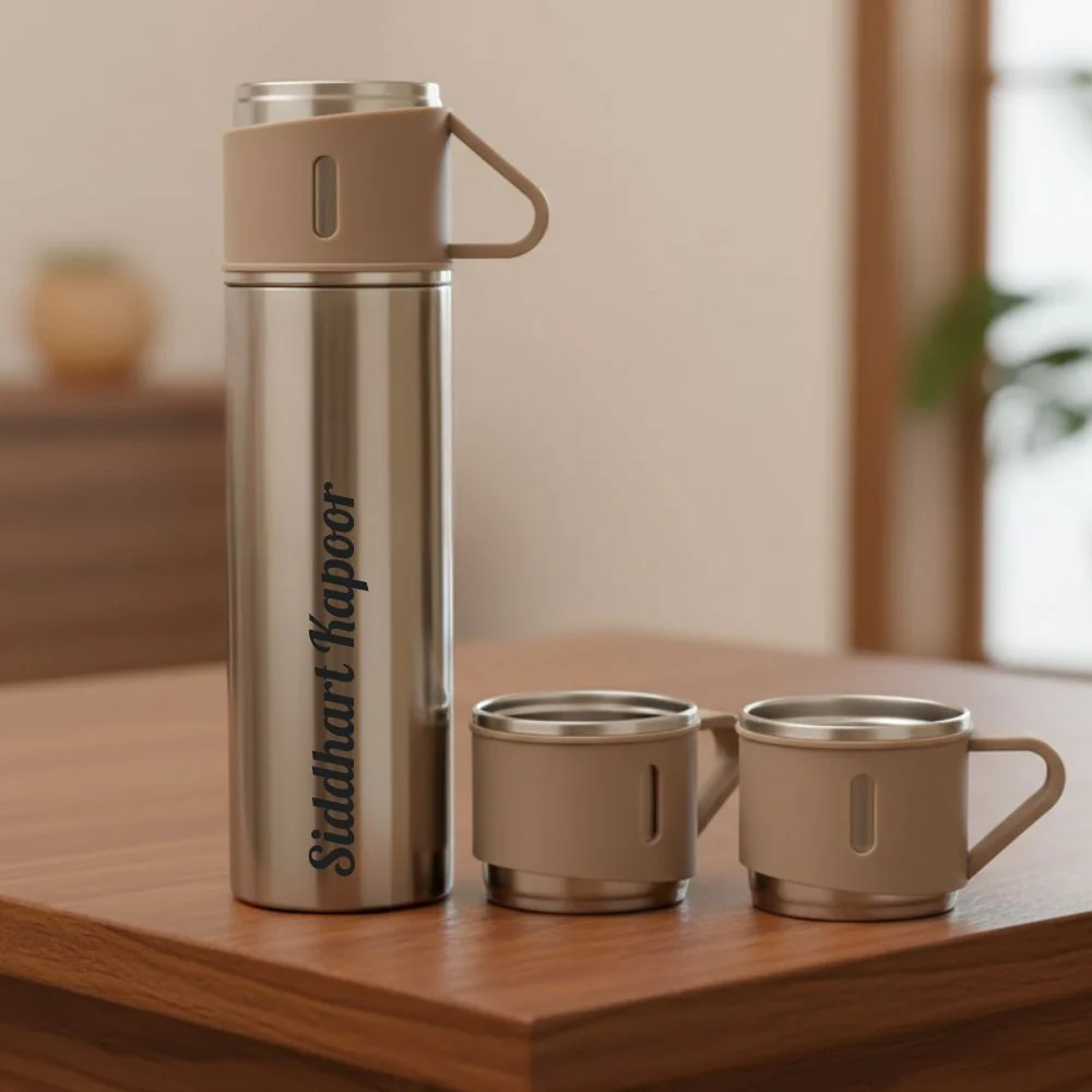 Personalized Thermos Cup For Tea Flask Gift Box Set Stainless Steel Flask - Add Name - Image 2
