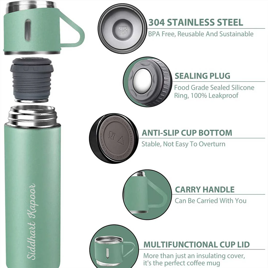 Personalized Thermos Cup For Tea Flask Gift Box Set Stainless Steel Flask - Add Name - Image 26