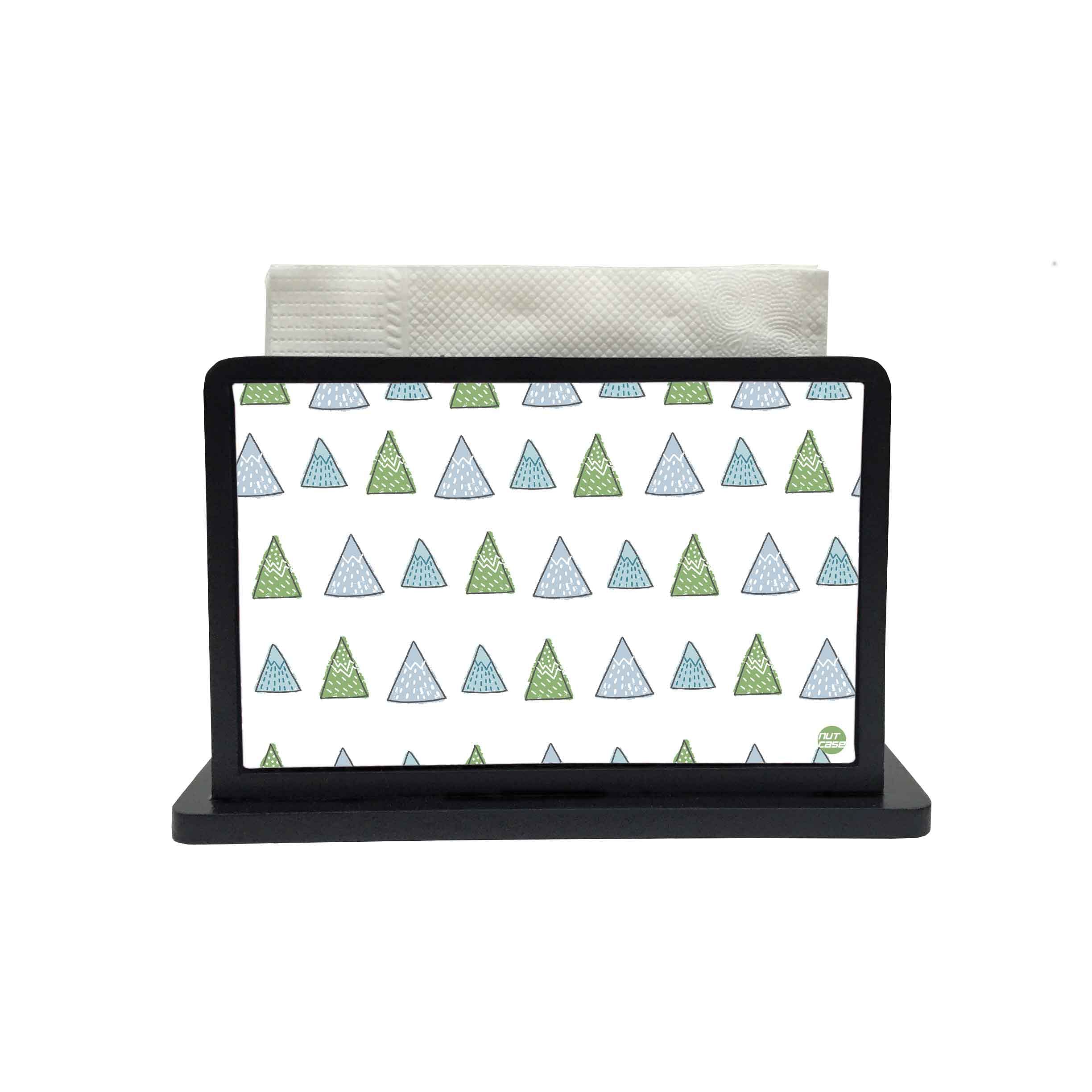 Tissue Paper Napkin Holder Stand - Green Woods Triangles - Image 2