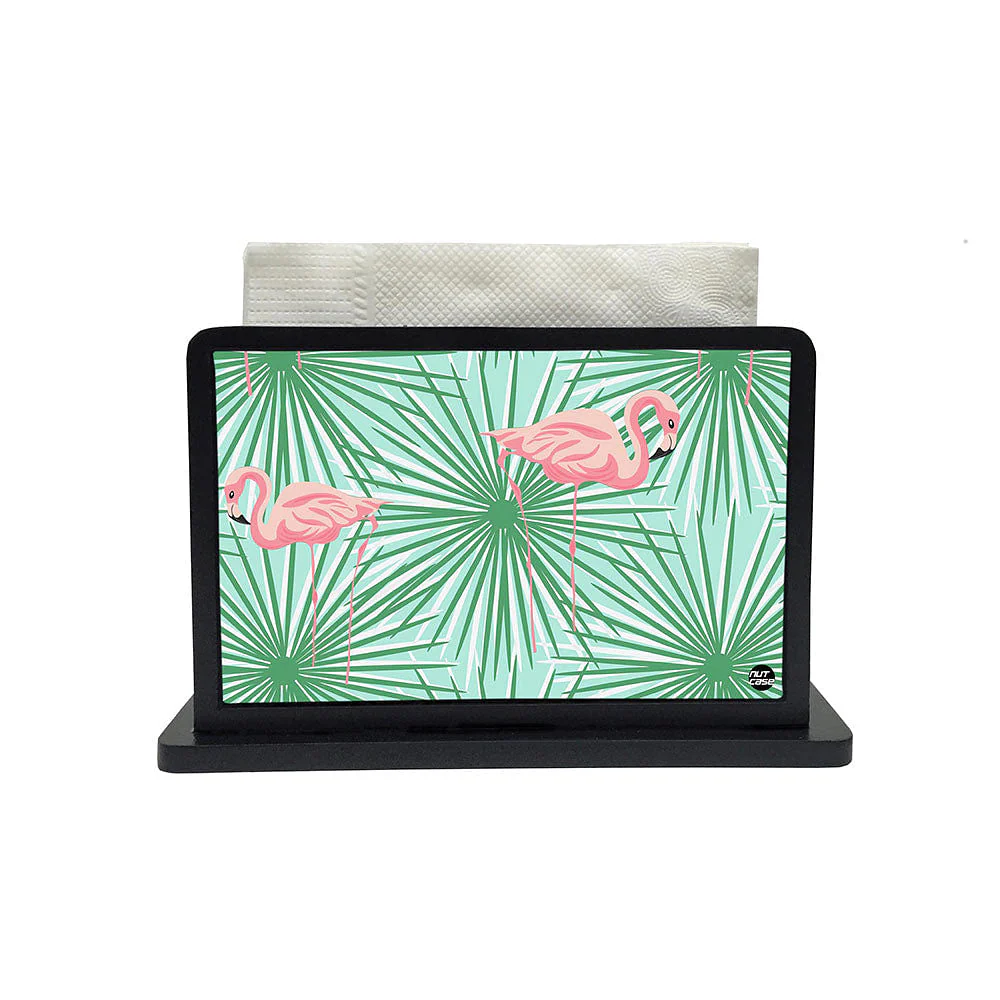 Tissue Holder Paper Napkin Stand - Flamingo With Green Leaves - Image 2