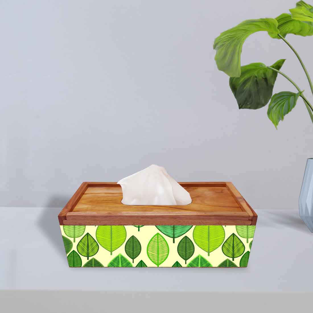 Decorative Tissue Paper Holder Wooden for Bathroom - Leaf - Image 2