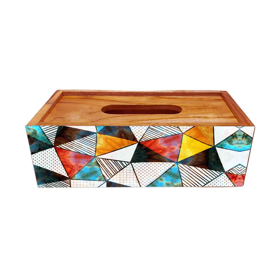 Wooden Tissue Dispenser Holder Box for Office Home - Triangle - Image 3