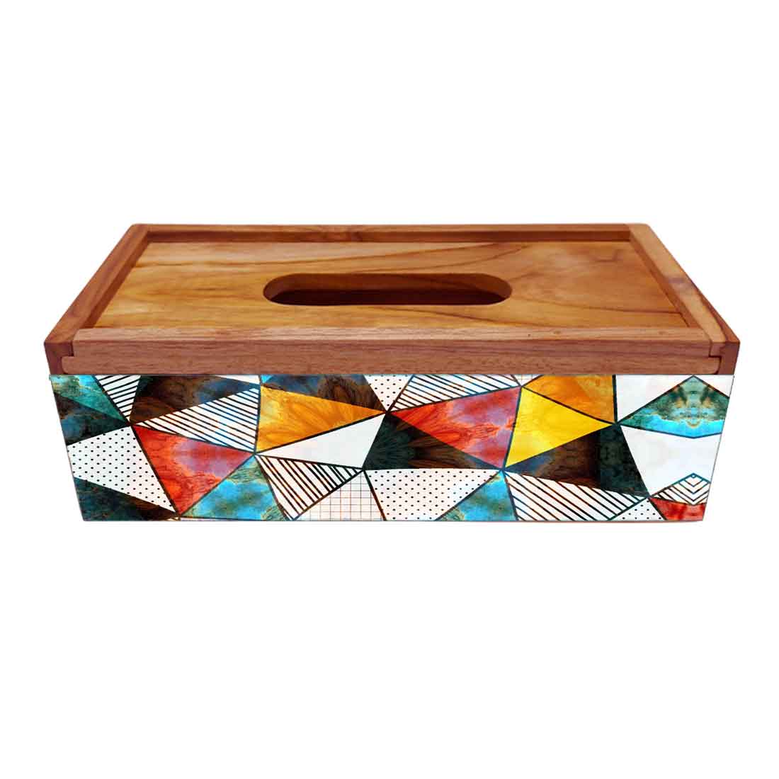 Wooden Tissue Dispenser Holder Box for Office Home - Triangle - Image 4