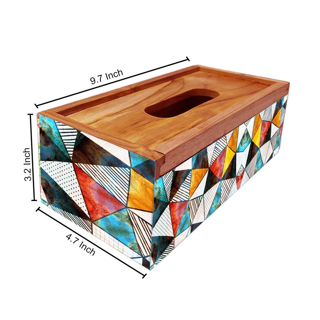 Wooden Tissue Dispenser Holder Box for Office Home - Triangle - Image 5