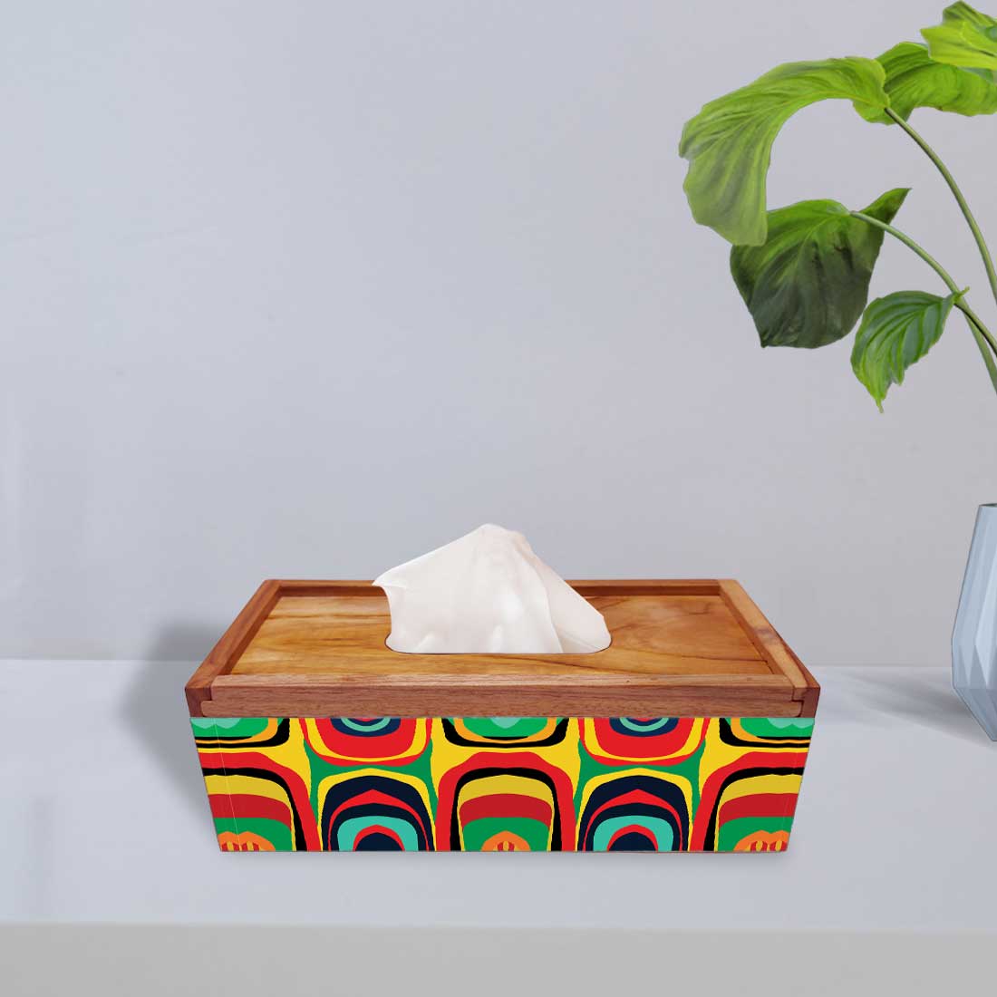 Rectangular Wooden Tissue Holder for Home Office Car - Image 2