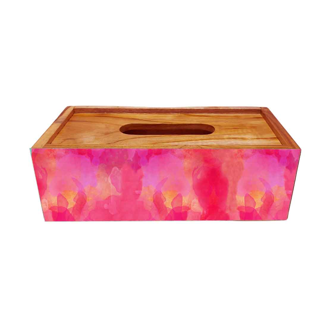 Rectangular Tissue Stand Holder Wooden for Home Office - Watercolor - Image 3