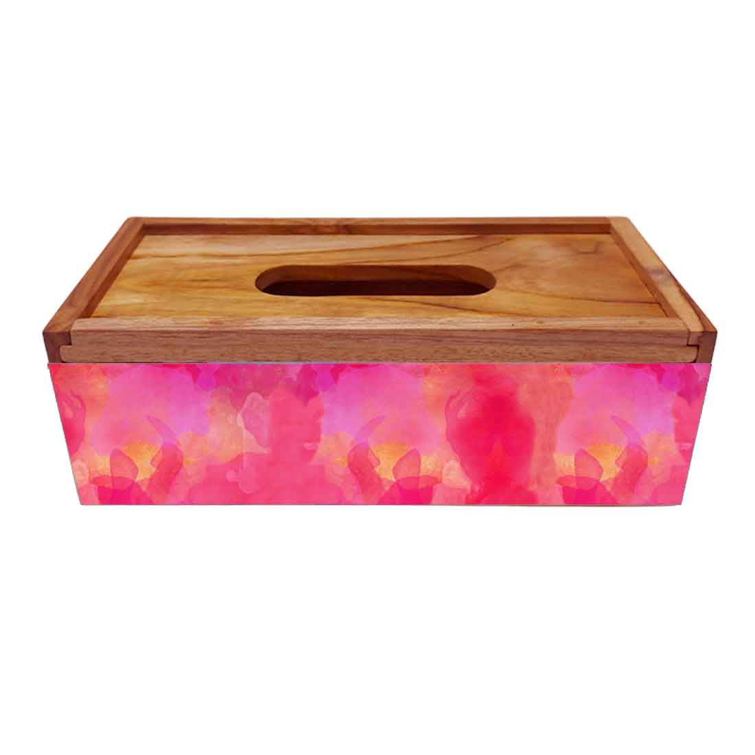 Rectangular Tissue Stand Holder Wooden for Home Office - Watercolor - Image 4