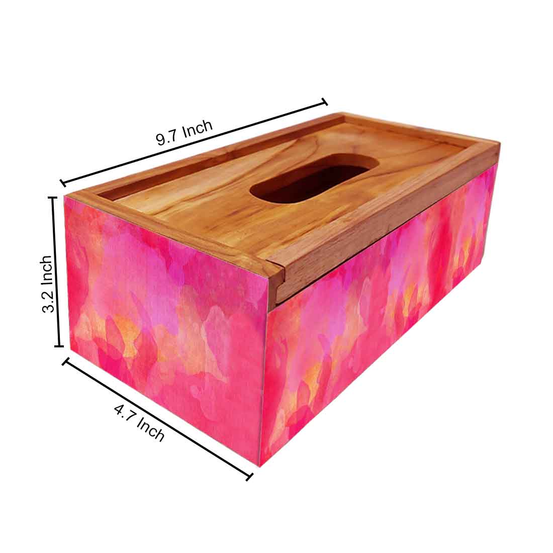 Rectangular Tissue Stand Holder Wooden for Home Office - Watercolor - Image 5