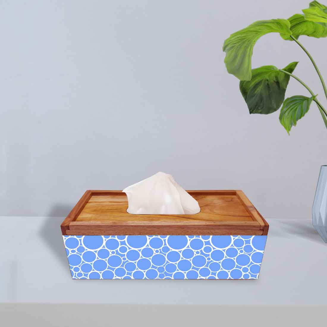 Decorative Wooden Tissue Box Holder for Home for Bathroom - Circle - Image 2
