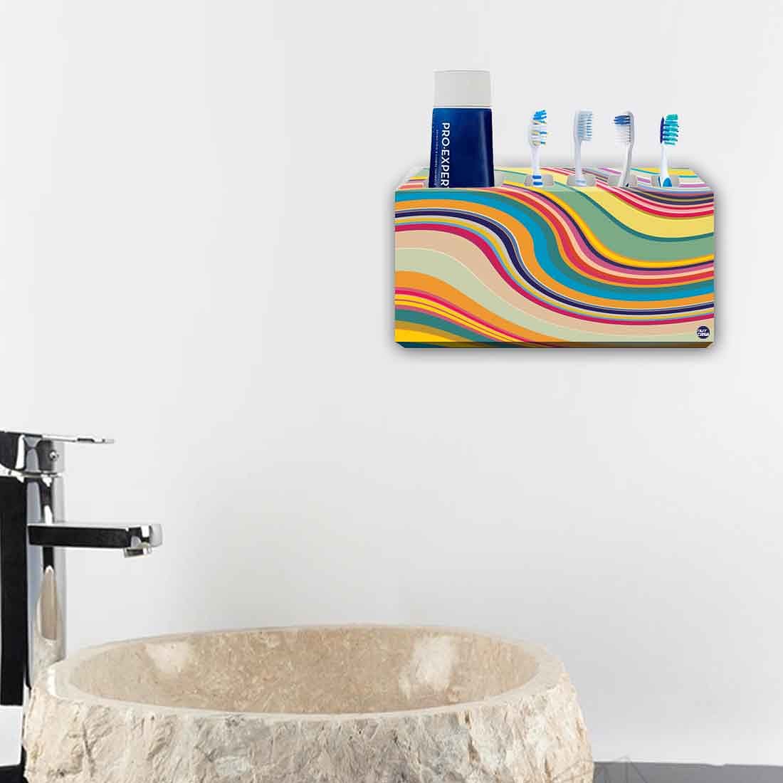 Toothbrush Holder Wall Mounted -Coloreful Waves Lines - Image 4