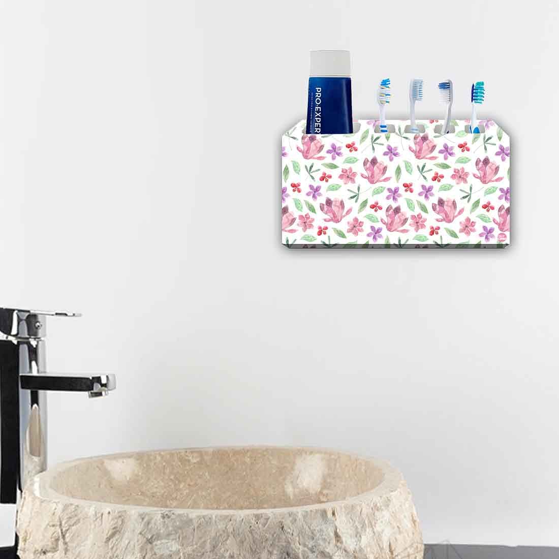 Toothbrush Holder Wall Mounted -Pink Flower - Image 4