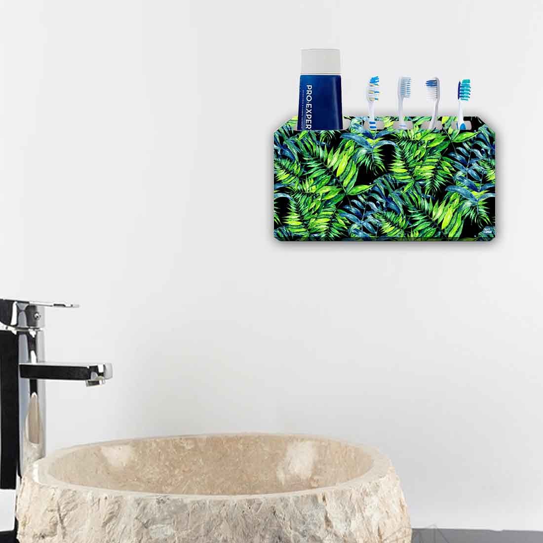 Toothbrush Holder Wall Mounted -Tropical Green Leaf - Image 4
