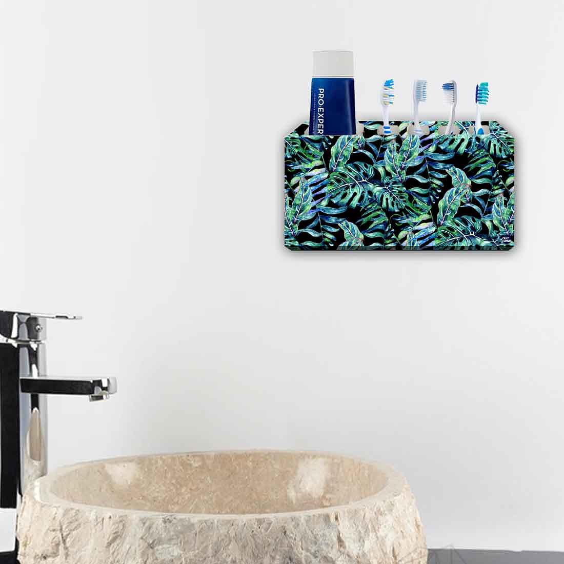Toothbrush Holder Wall Mounted -Green Leaf Tropical - Image 4