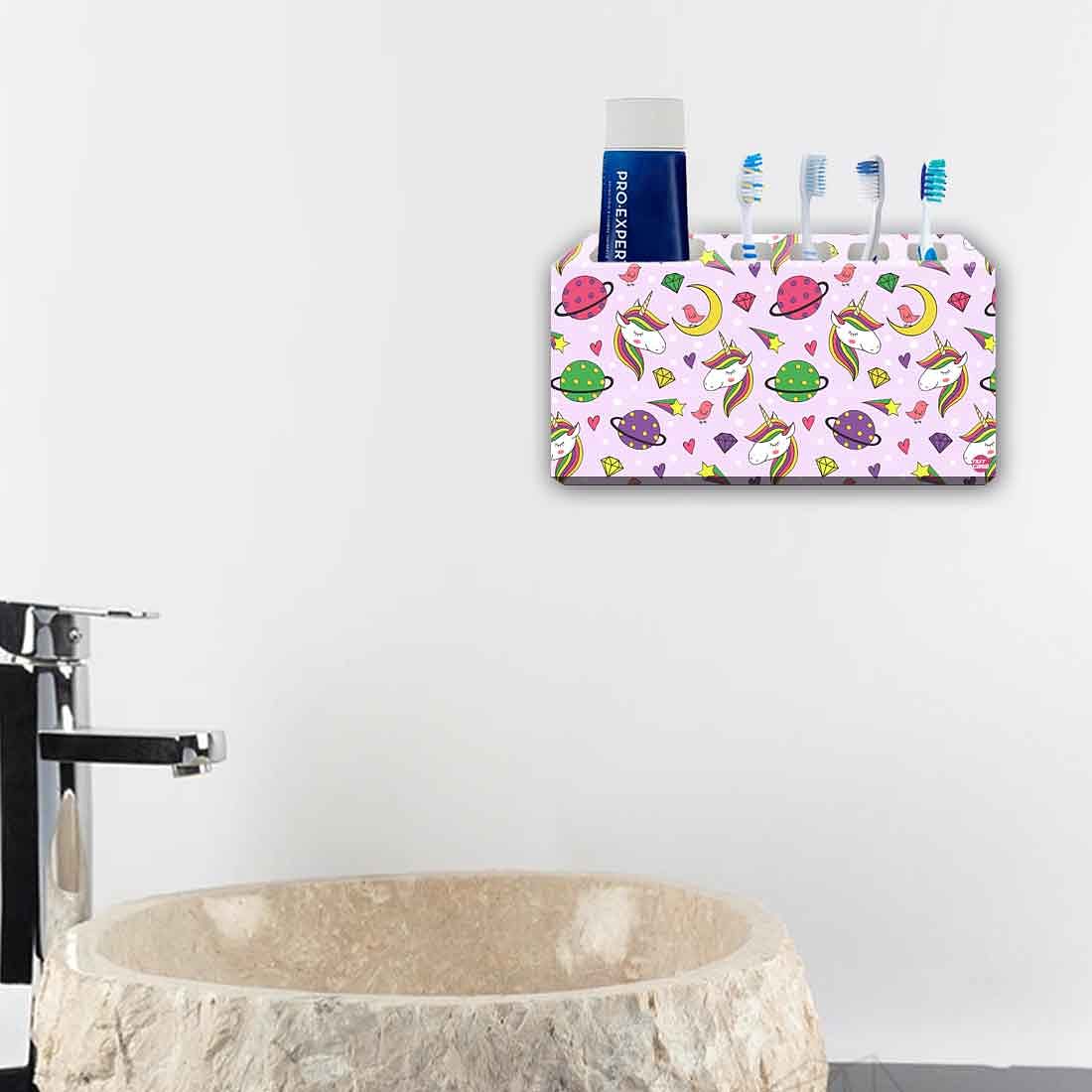 Pink Toothbrush Holder Wall Mounted -Unicorn and Space - Image 4