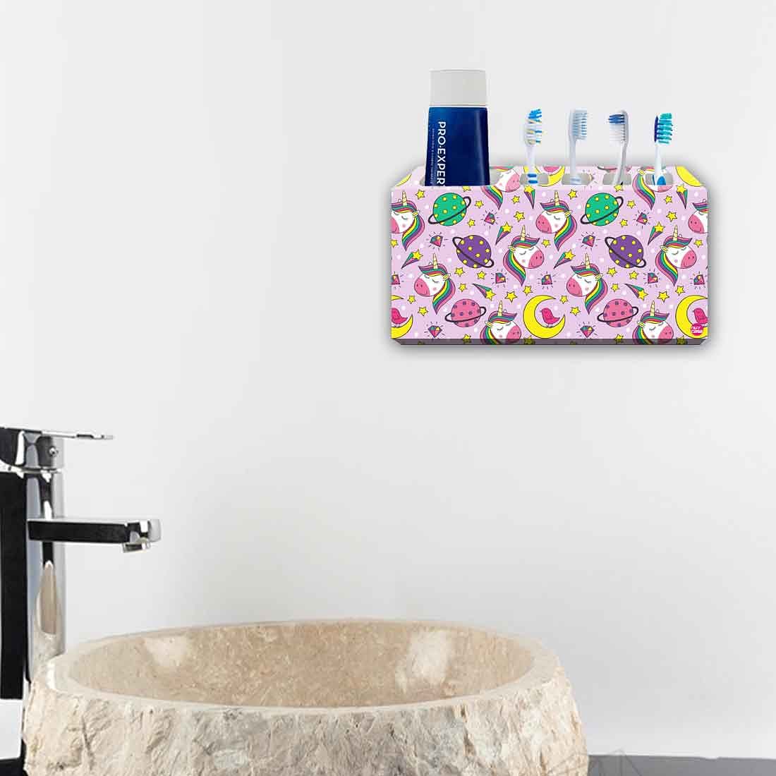 Toothbrush Holder Wall Mounted -Cute Unicorn Pink - Image 4