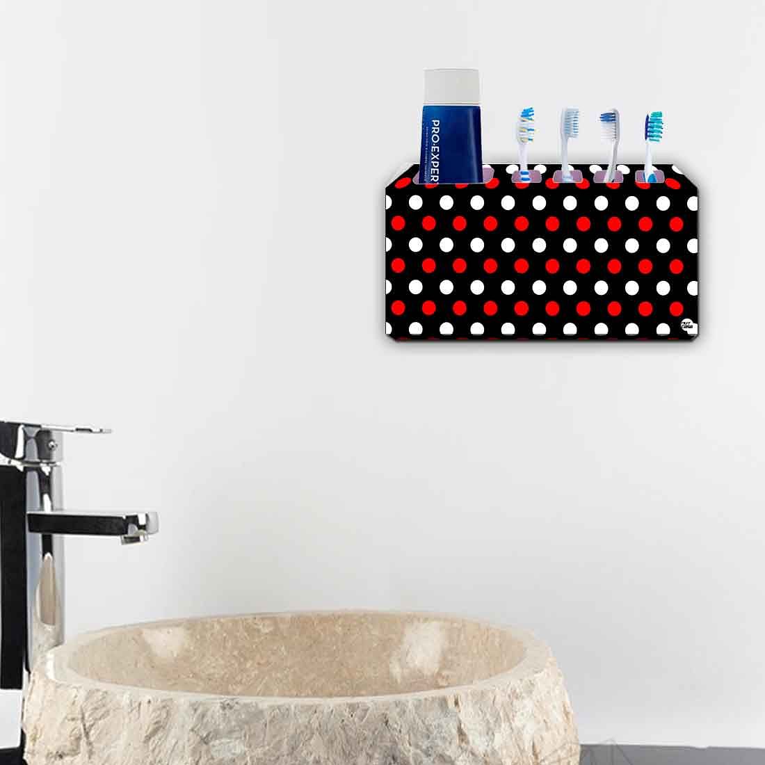 Toothbrush Holder Wall Mounted -Dots Red and White - Image 4