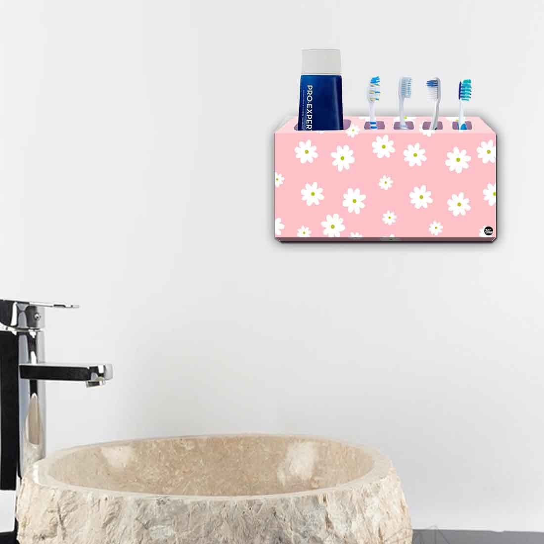 Toothbrush Holder Wall Mounted -Pastel Fresh Flowers - Image 4