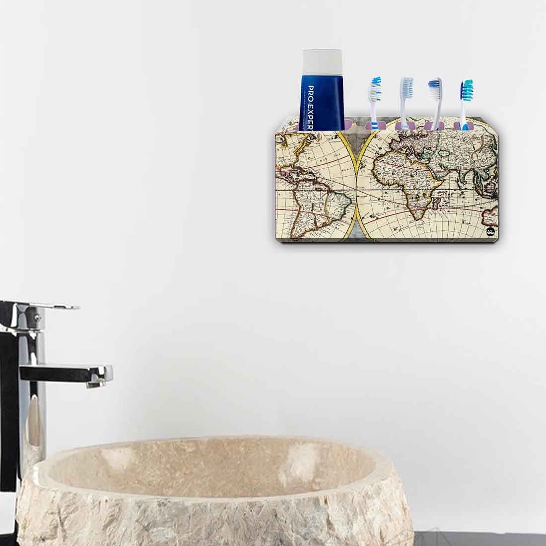 Toothbrush Holder Wall Mounted -Vintage Maps Globe - Image 4