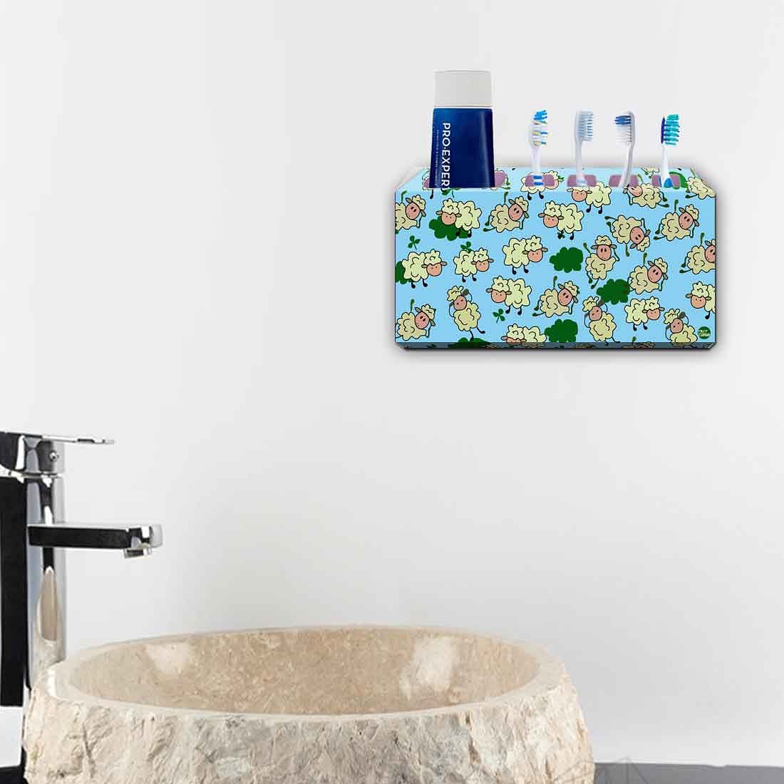 Toothbrush Holder Wall Mounted -Chirping Sheeps Green - Image 4