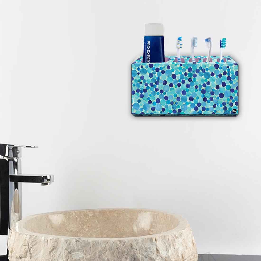 Toothbrush Holder Wall Mounted -Blue Marble Dots - Image 4