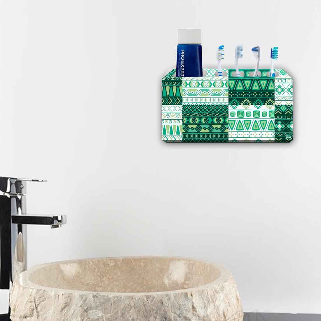 Wall Mounted Aztec Pattern Green Toothbrush Holder for Bathroom - Image 4