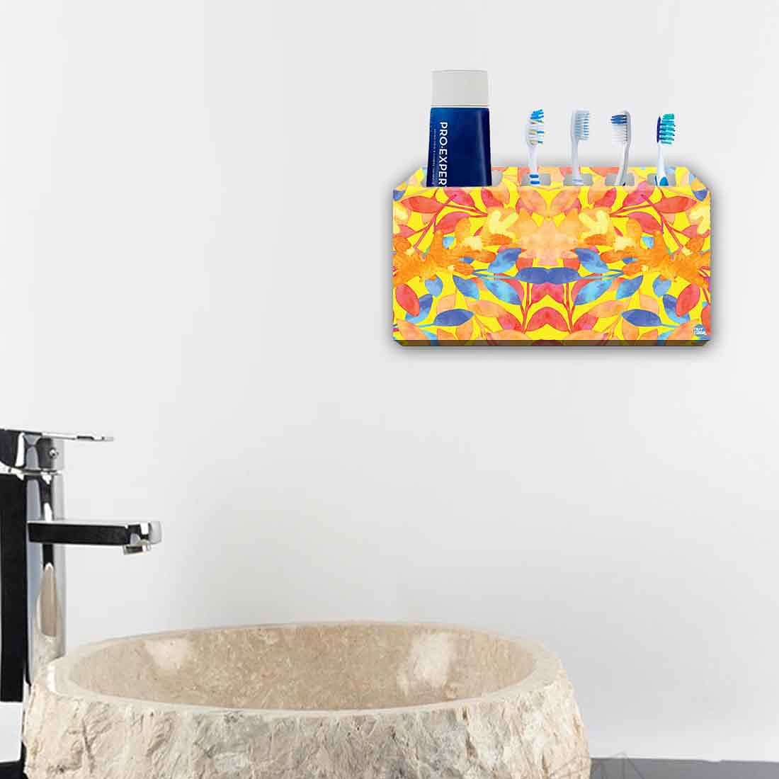 Decorative Toothbrush Holder for Bathroom Walls - Yellow Leaves - Image 4
