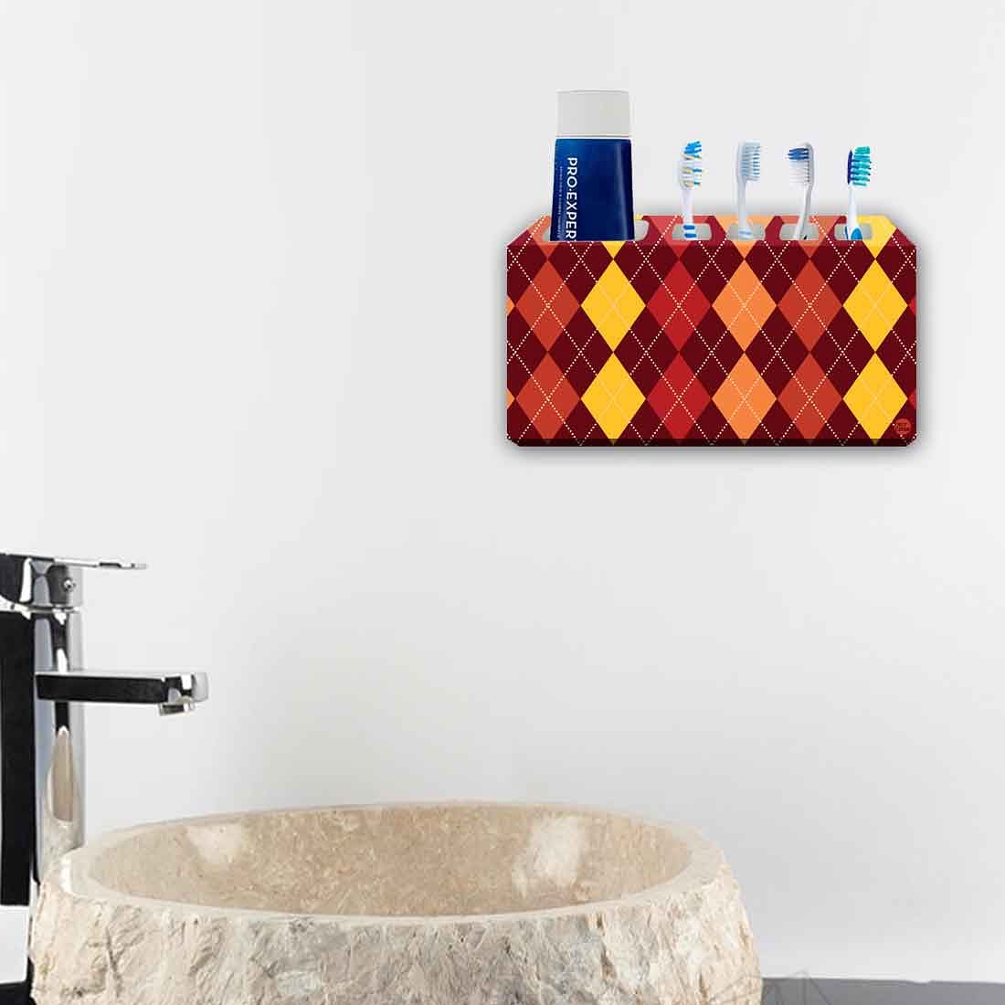 Toothbrush Holder Wall Mounted -Diamonds I Red and Yellow - Image 4