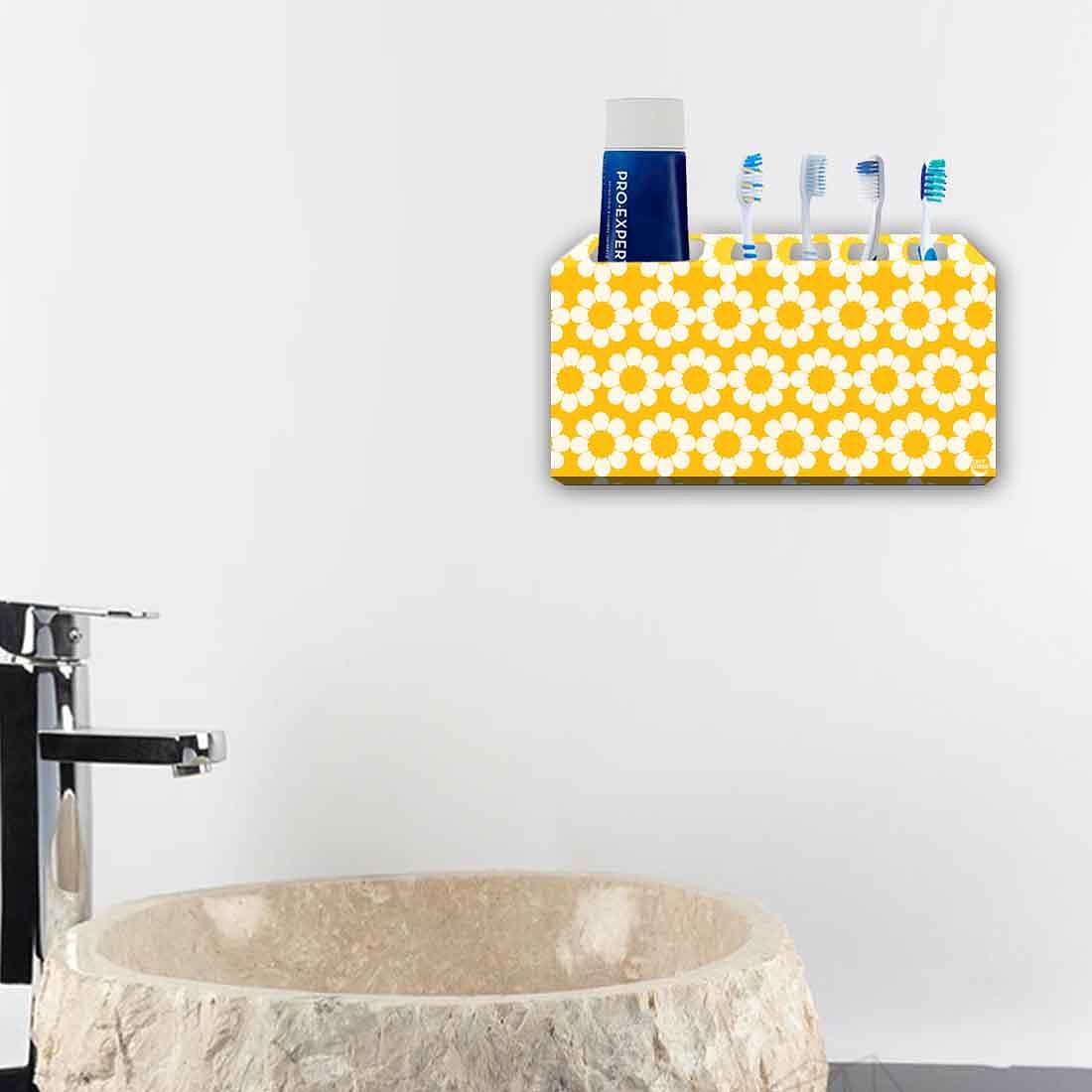 Toothbrush Holder Wall Mounted -Yellow Flowers Design - Image 4