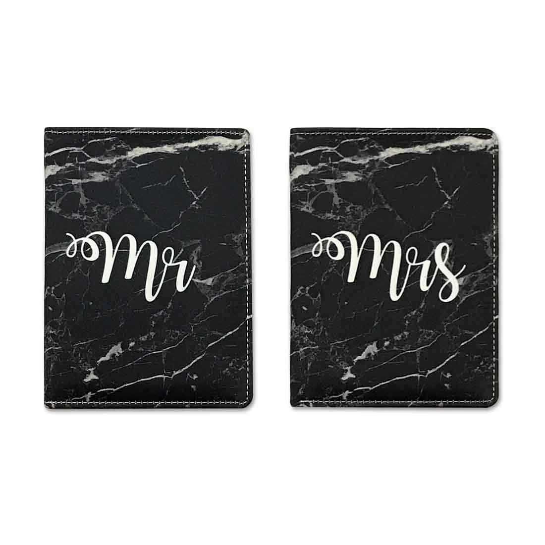 Couple Passport Cover Holder Leather Travel Wallet Case Designer Passport Cover - Black Marble - Image 4