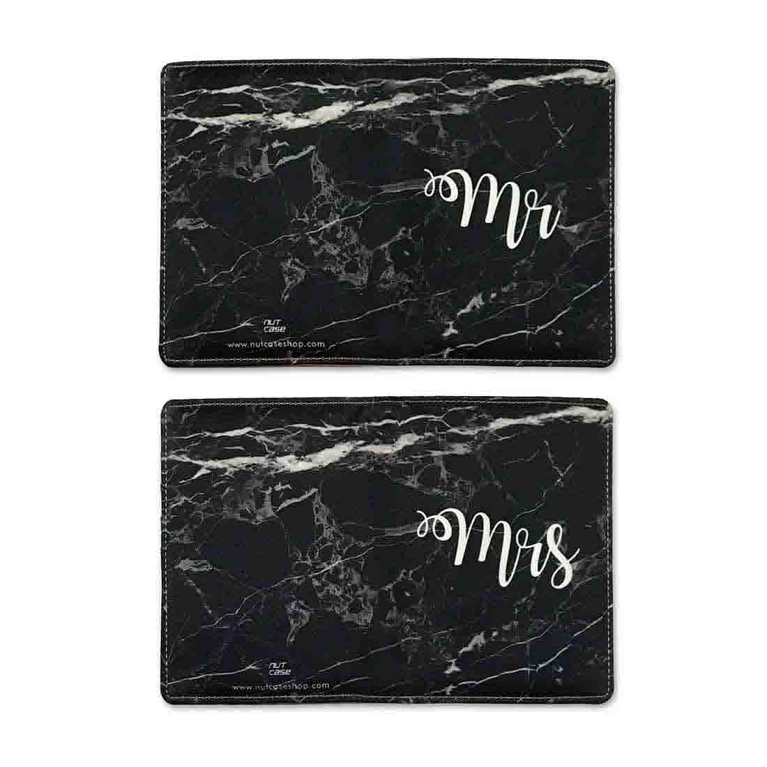 Couple Passport Cover Holder Leather Travel Wallet Case Designer Passport Cover - Black Marble - Image 5