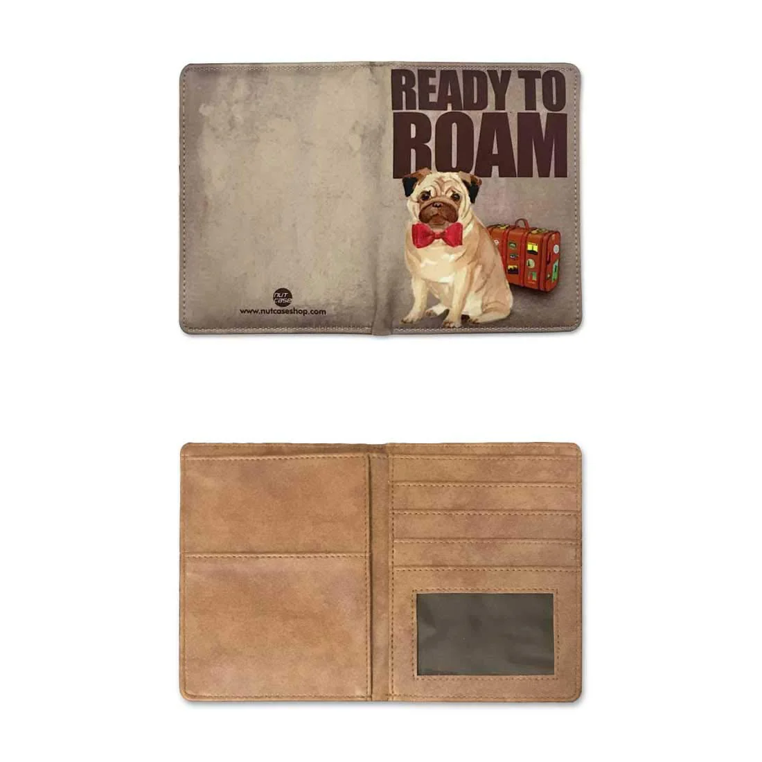 Passport Holder Leather Travel Wallet Organizer - Hipster Pug - Image 5