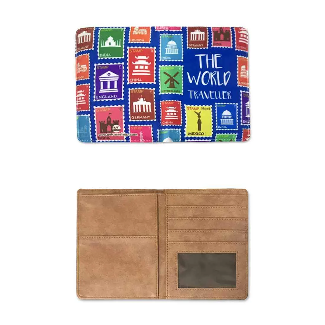 Passport Cover Travel Wallet Organizer - World Stamps - Image 5