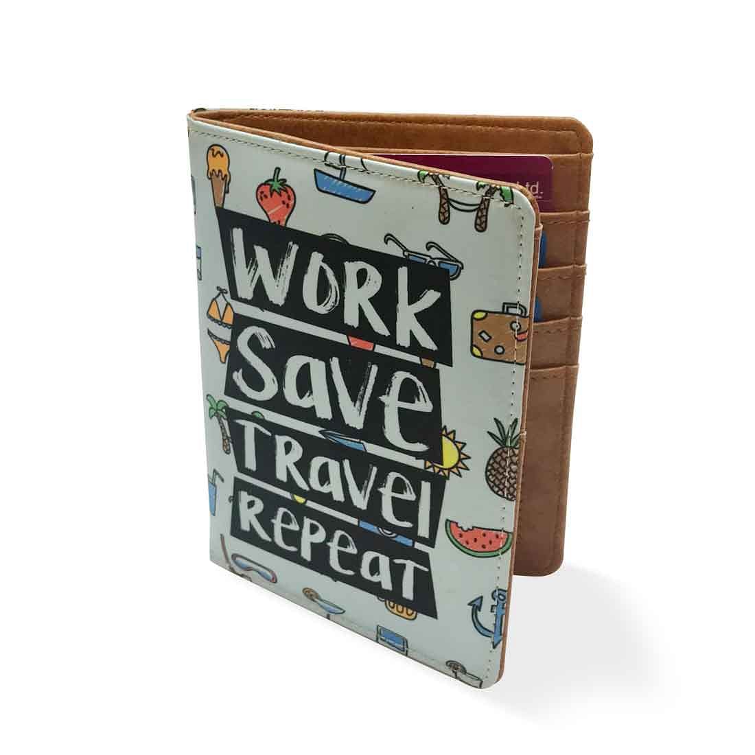 Funny Passport Holder Travel Wallet Organizer - Work Save Travel Repeat