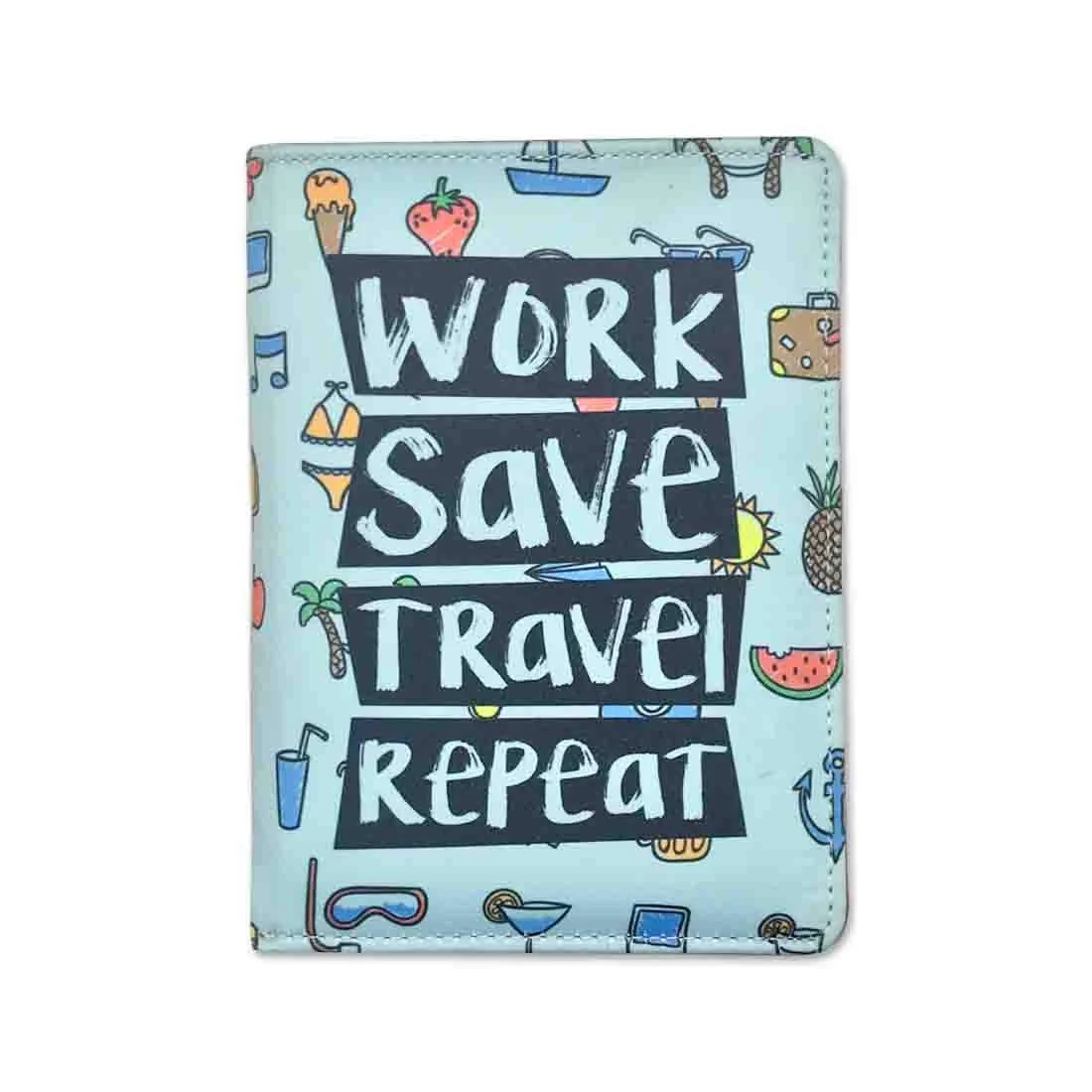 Funny Passport Holder Travel Wallet Organizer - Work Save Travel Repeat - Image 3