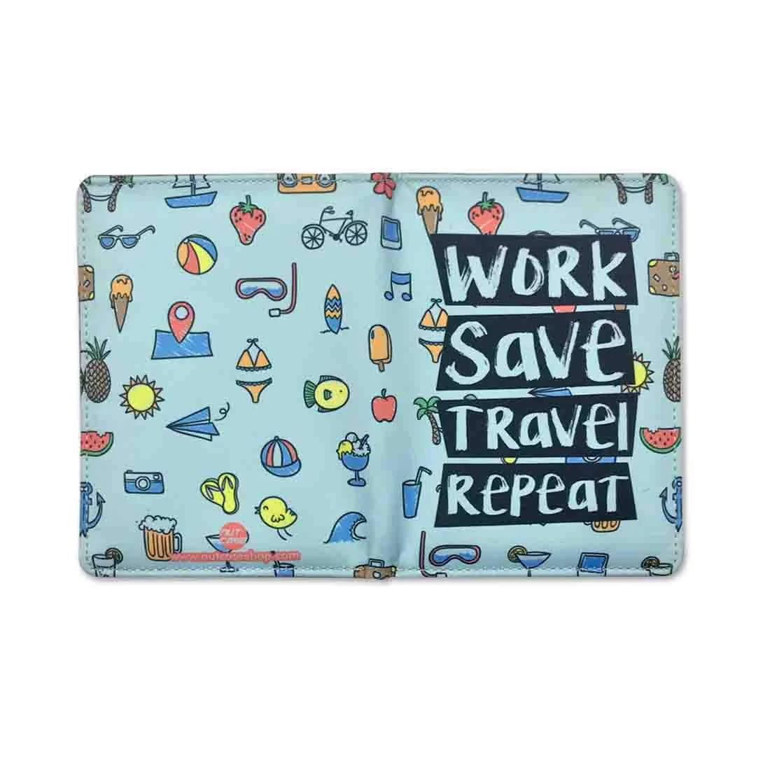 Funny Passport Holder Travel Wallet Organizer - Work Save Travel Repeat - Image 4
