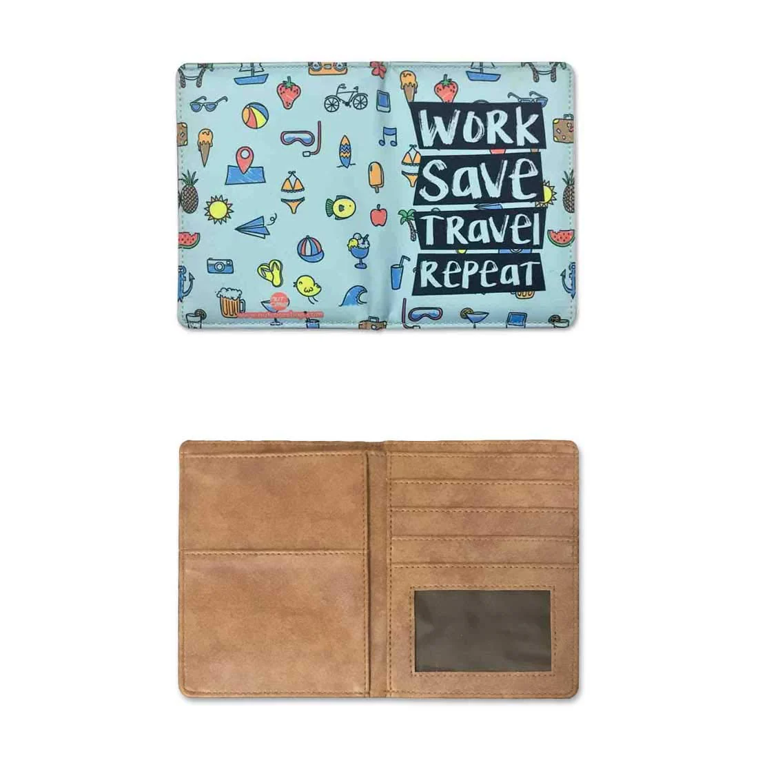 Funny Passport Holder Travel Wallet Organizer - Work Save Travel Repeat - Image 5