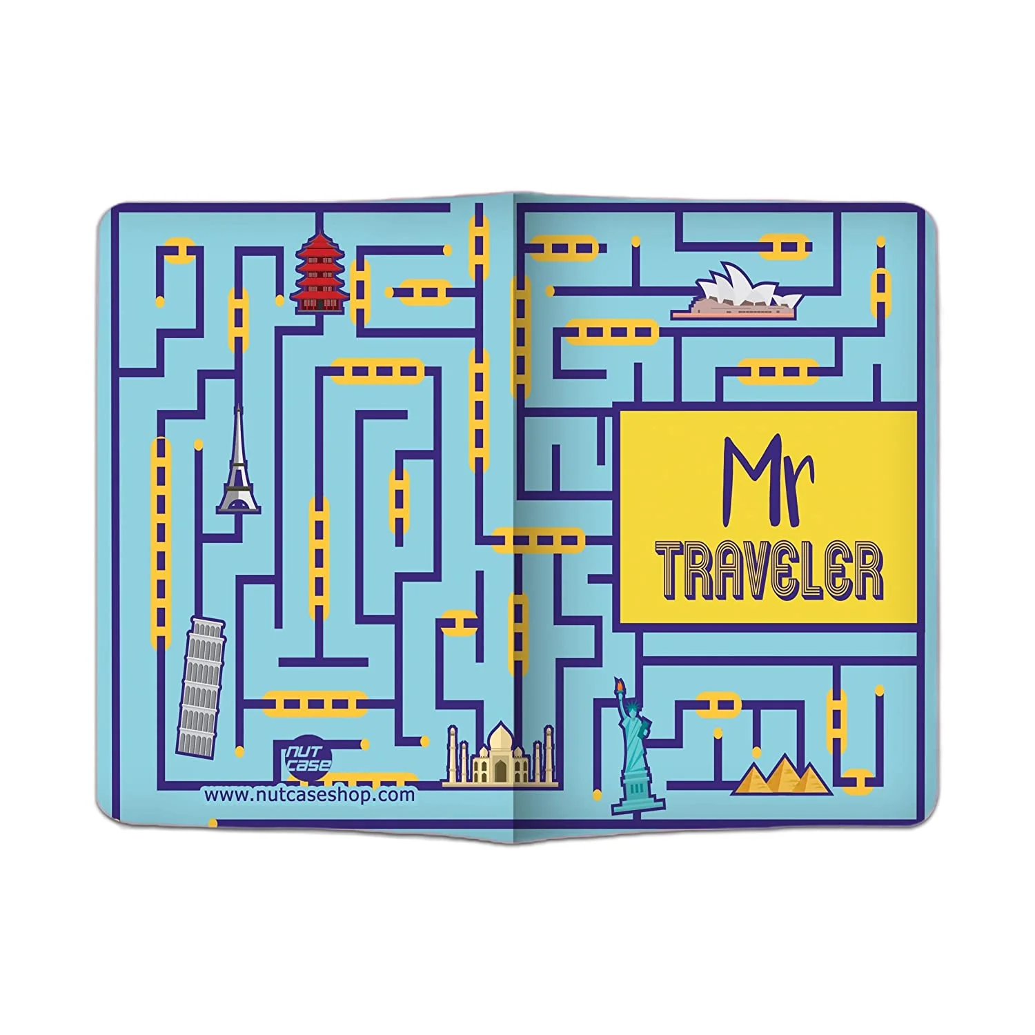 Couple Passport Holder Travel Wallet Organizer - Mr Traveler Blue - Image 3