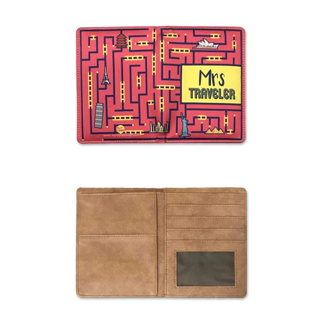 Passport Cover For Couples Travel Wallet Organizer - Mrs Traveler Pink - Image 4