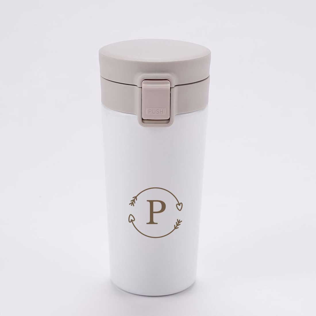Personalized Travel Coffee Mug Insulated With Name Initials Monogram Engraved (380 ML) - Circle - Image 11