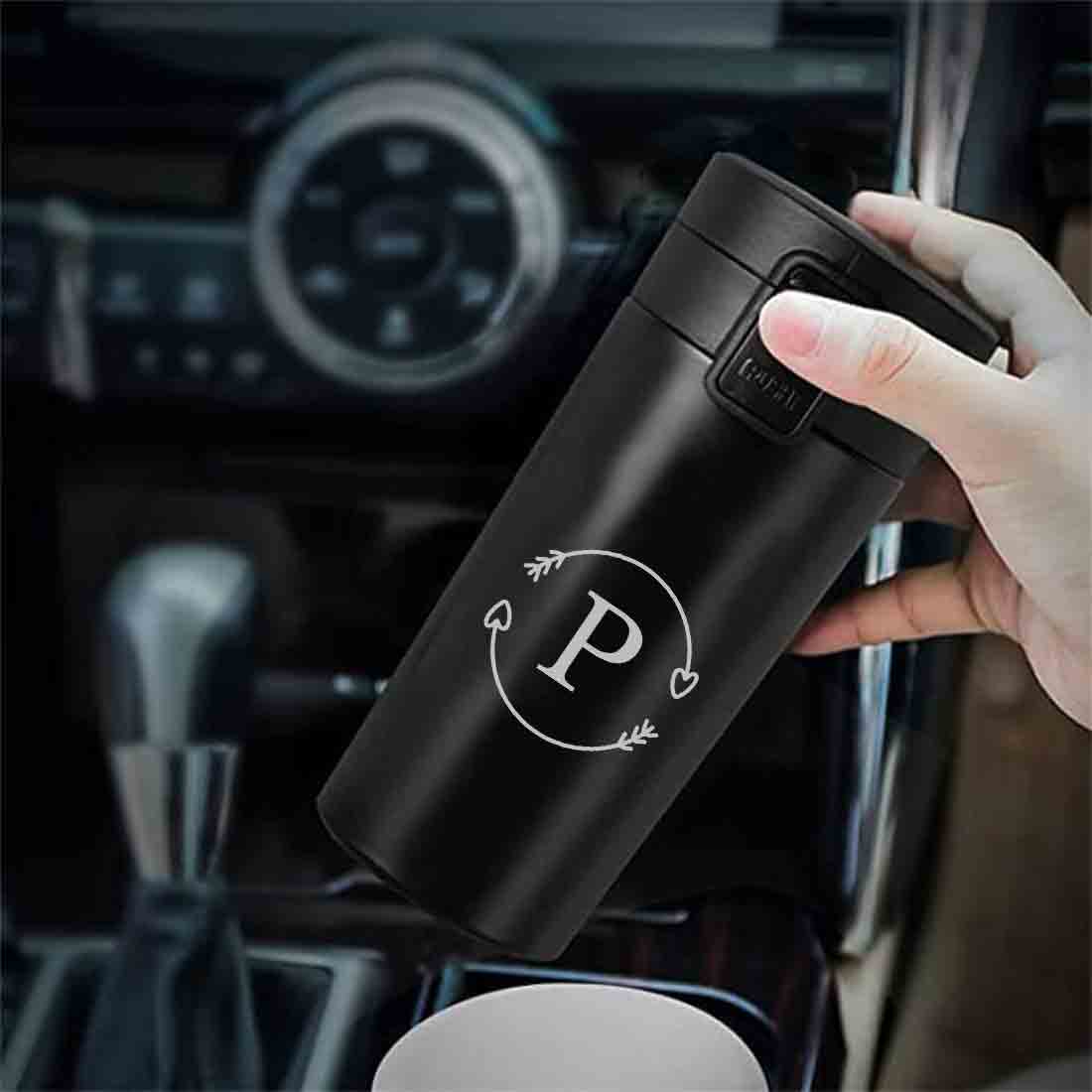 Personalized Travel Coffee Mug Insulated With Name Initials Monogram Engraved (380 ML) - Circle - Image 3