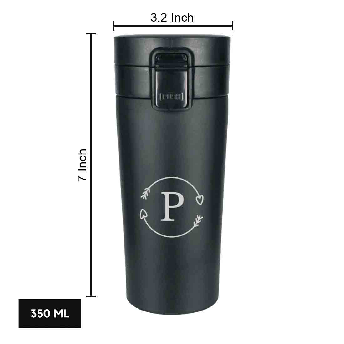 Personalized Travel Coffee Mug Insulated With Name Initials Monogram Engraved (380 ML) - Circle - Image 4
