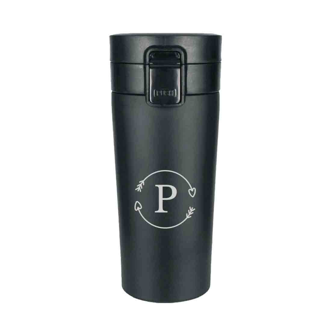 Personalized Travel Coffee Mug Insulated With Name Initials Monogram Engraved (380 ML) - Circle - Image 6