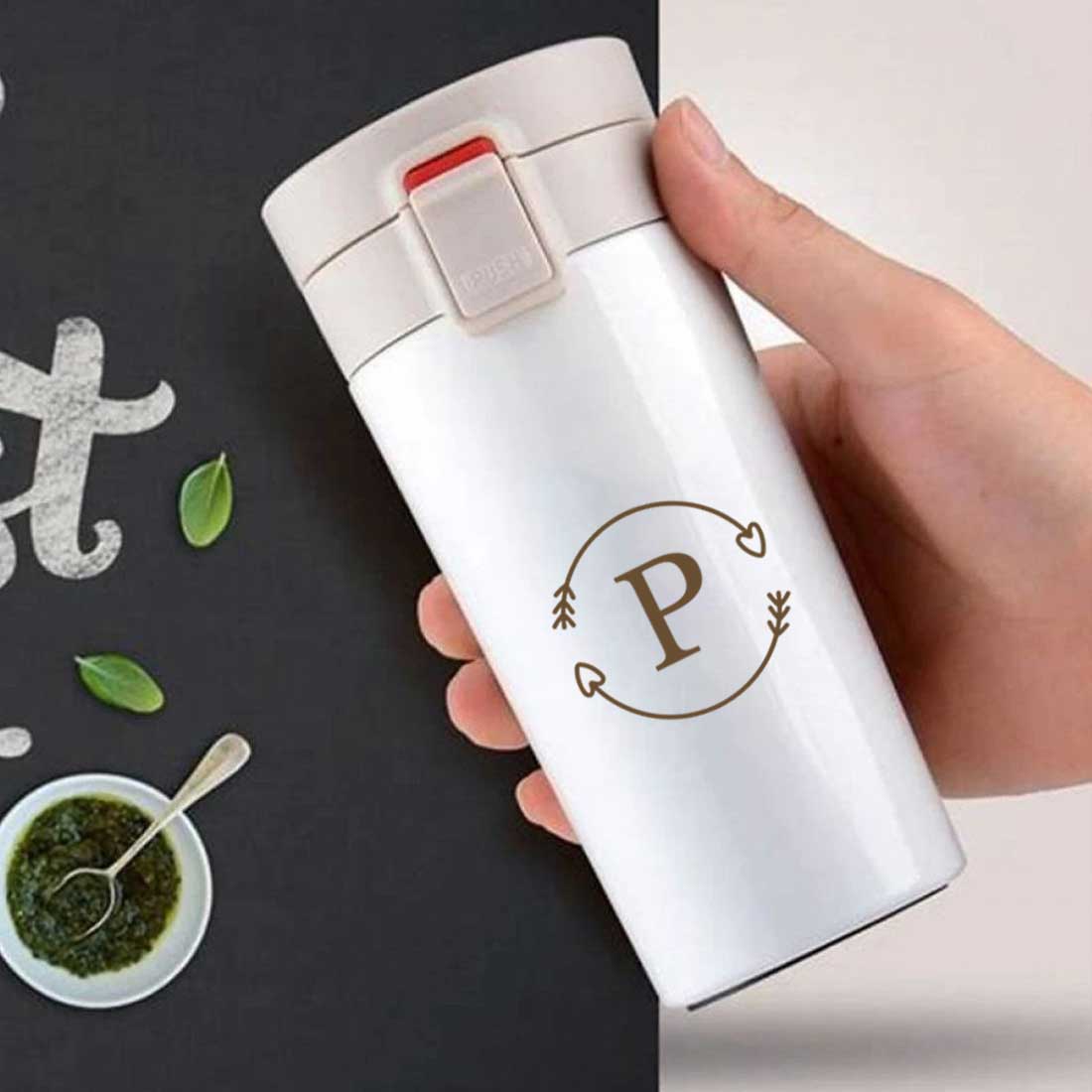 Personalized Travel Coffee Mug Insulated With Name Initials Monogram Engraved (380 ML) - Circle - Image 8