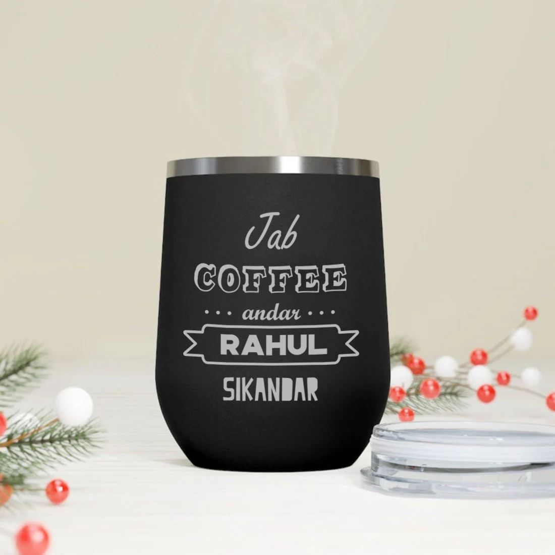 Personalized Travel Coffee Mug With Lid Name Engraved Stainless Steel Cup -Coffee - Image 5