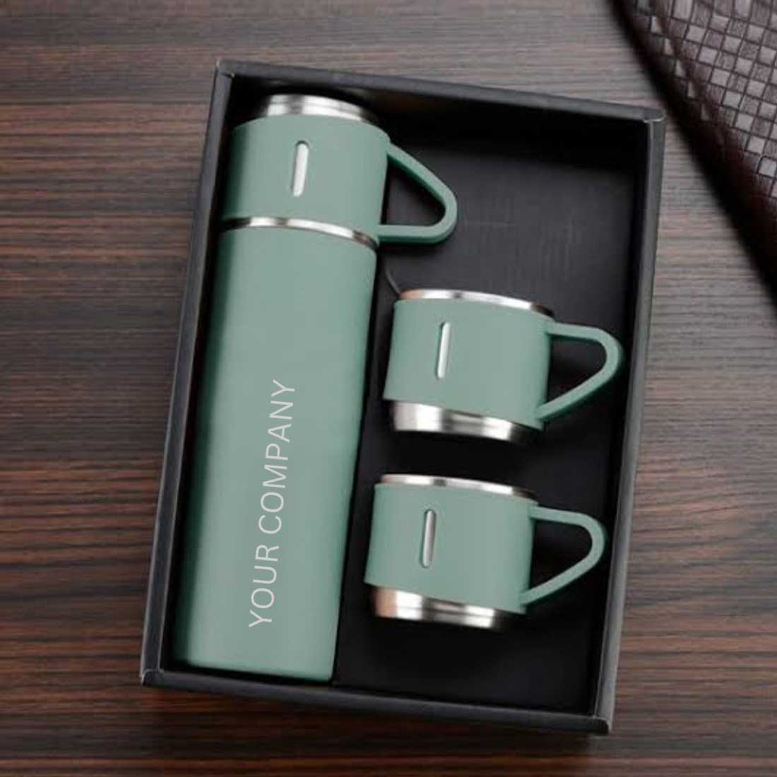 Personalized Travel Mug Thermos With 2 Cups Corporate Gift Set Box - Add Your Company Name - Image 22