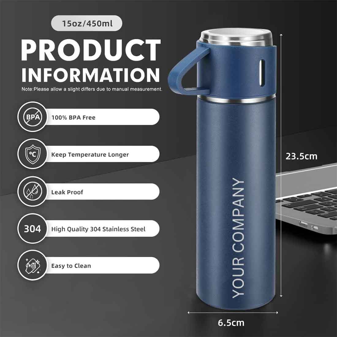 Personalized Travel Mug Thermos With 2 Cups Corporate Gift Set Box - Add Your Company Name - Image 27