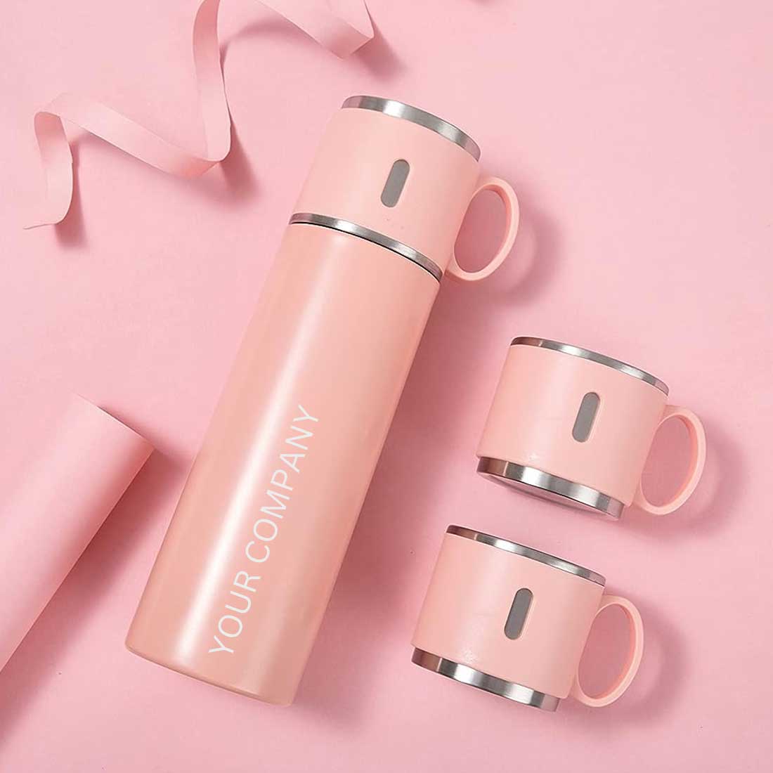 Personalized Travel Mug Thermos With 2 Cups Corporate Gift Set Box - Add Your Company Name - Image 4