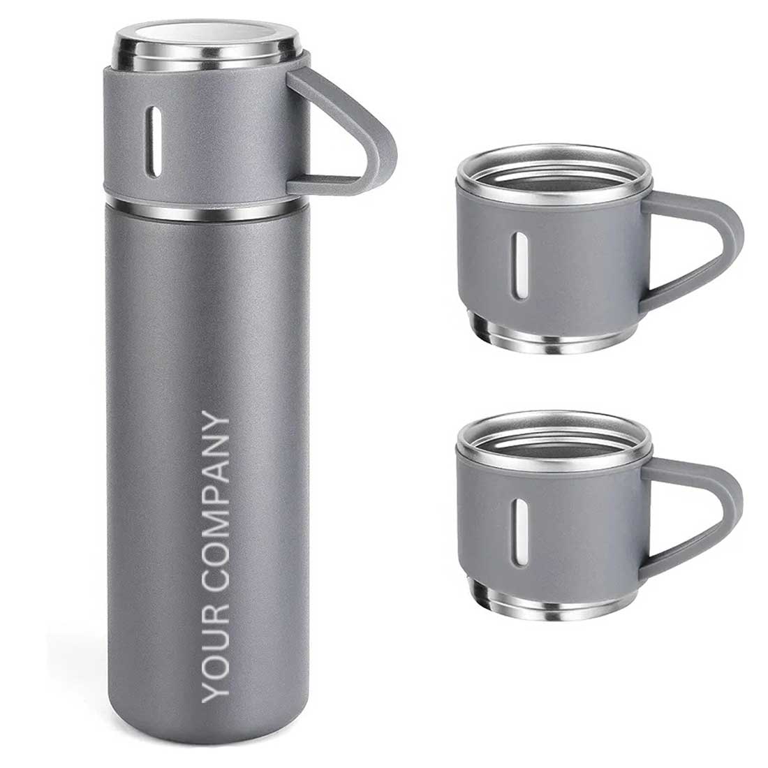 Personalized Travel Mug Thermos With 2 Cups Corporate Gift Set Box - Add Your Company Name - Image 9