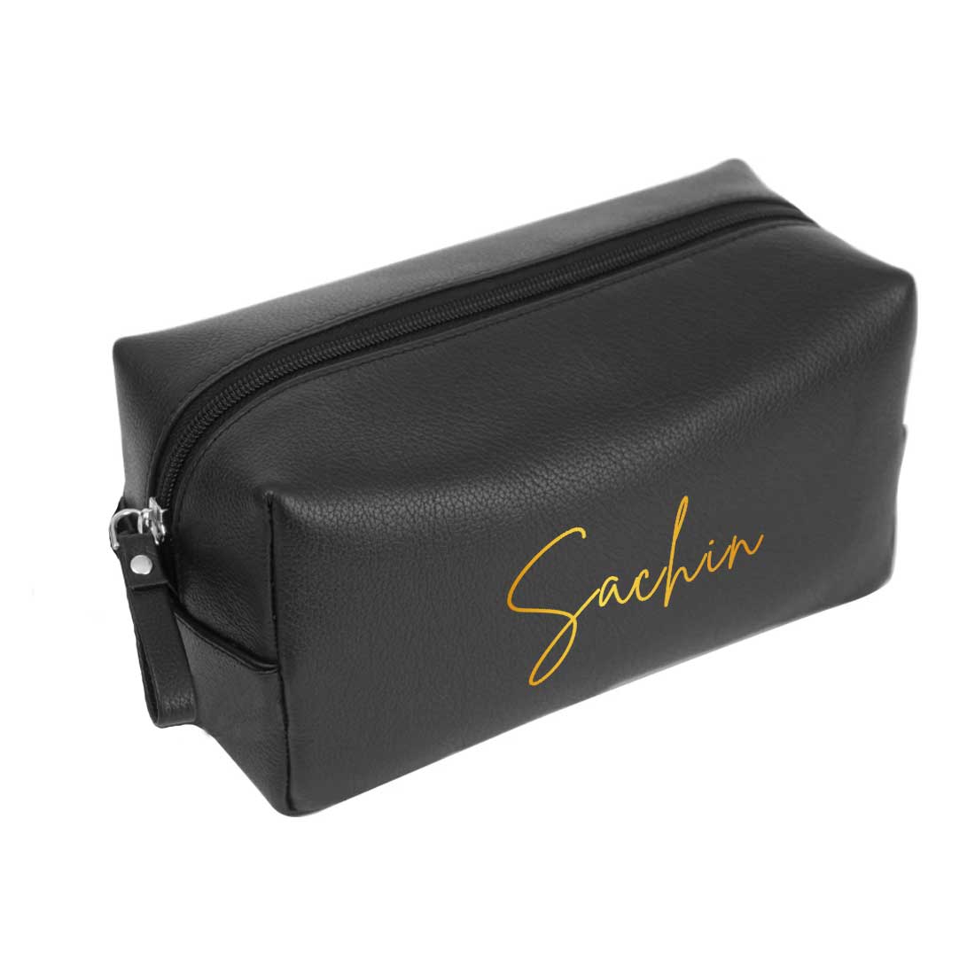 Travel Pouch Organizer with Name - Premium Black Leather Travel Pouch - Image 3