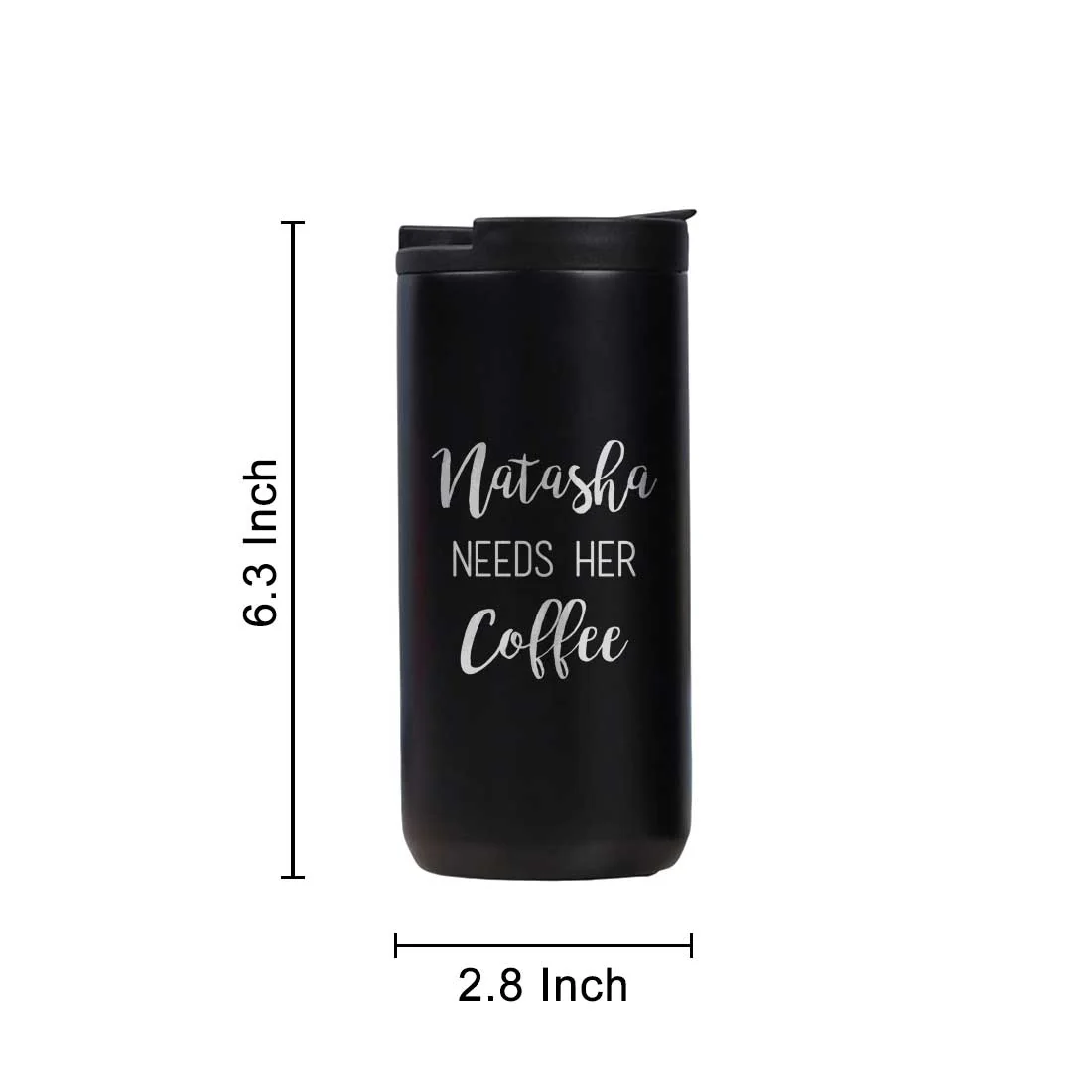 Personalized Travel Tea Mug with Lid Name Engraved Stainless Steel Flask (400ML) - Image 7